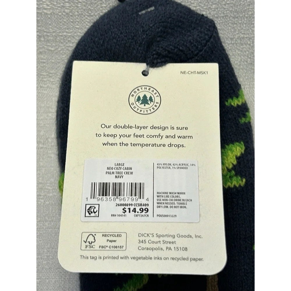 Northeast Outfitters Cozy Cabin Socks Palm Trees‎ Aloe Infused Mens 8-12.5
